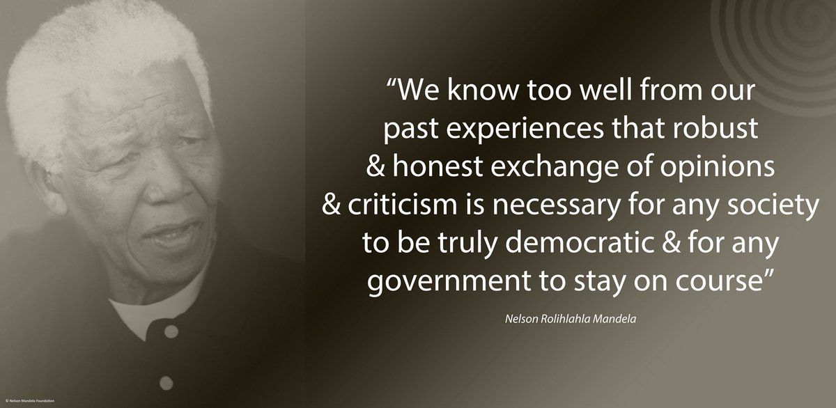 Robust &amp; honest exchange of opinions &amp; criticism is necessary for any society to be truly democratic &amp; for any government to stay on course