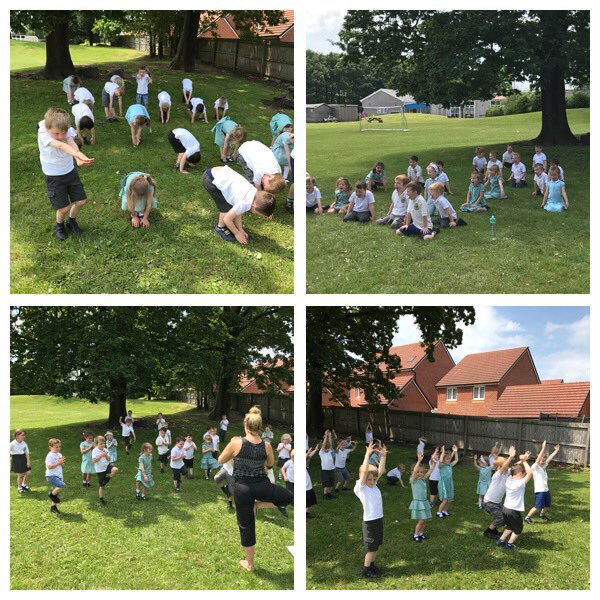 PenllergaerP's tweet photo. Reception went on an African yoga safari this afternoon. Can you guess what animals we saw? 🦁🐍🌴 #ppsrec #ppsout #ppspd https://t.co/7IatTB7oaB