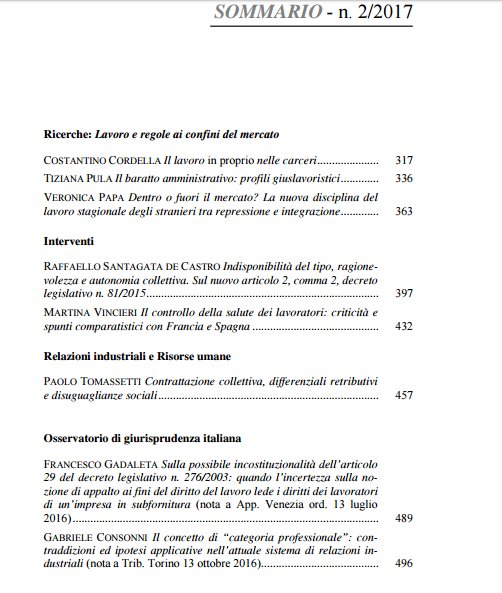 adapt_rel_ind's tweet photo. Ecco il n.2/2017 di DRI: lavoro e #carcere, #contrattazione, #ricerca, #Uber, #voucher..Qui un pezzo #openaccess https://t.co/qn6DFWYKPW https://t.co/MqVnSAWnao