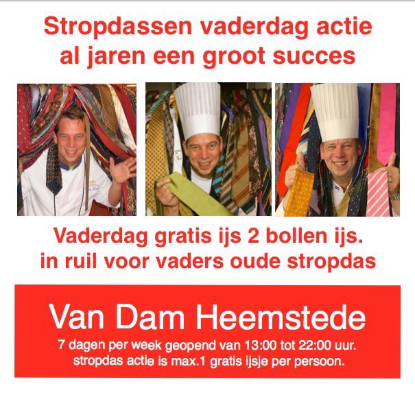 De leuke zondag vaderdag actie is een traditie bij Van Dam.