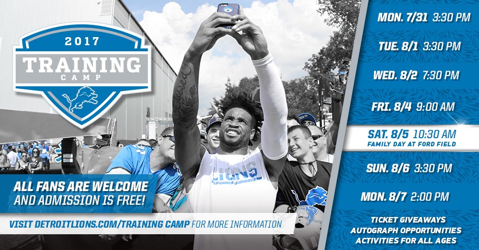 Lions's tweet photo. The #Lions 2017 Training Camp schedule has been announced → https://t.co/Nkit6oMb5h https://t.co/ZydV089mE9