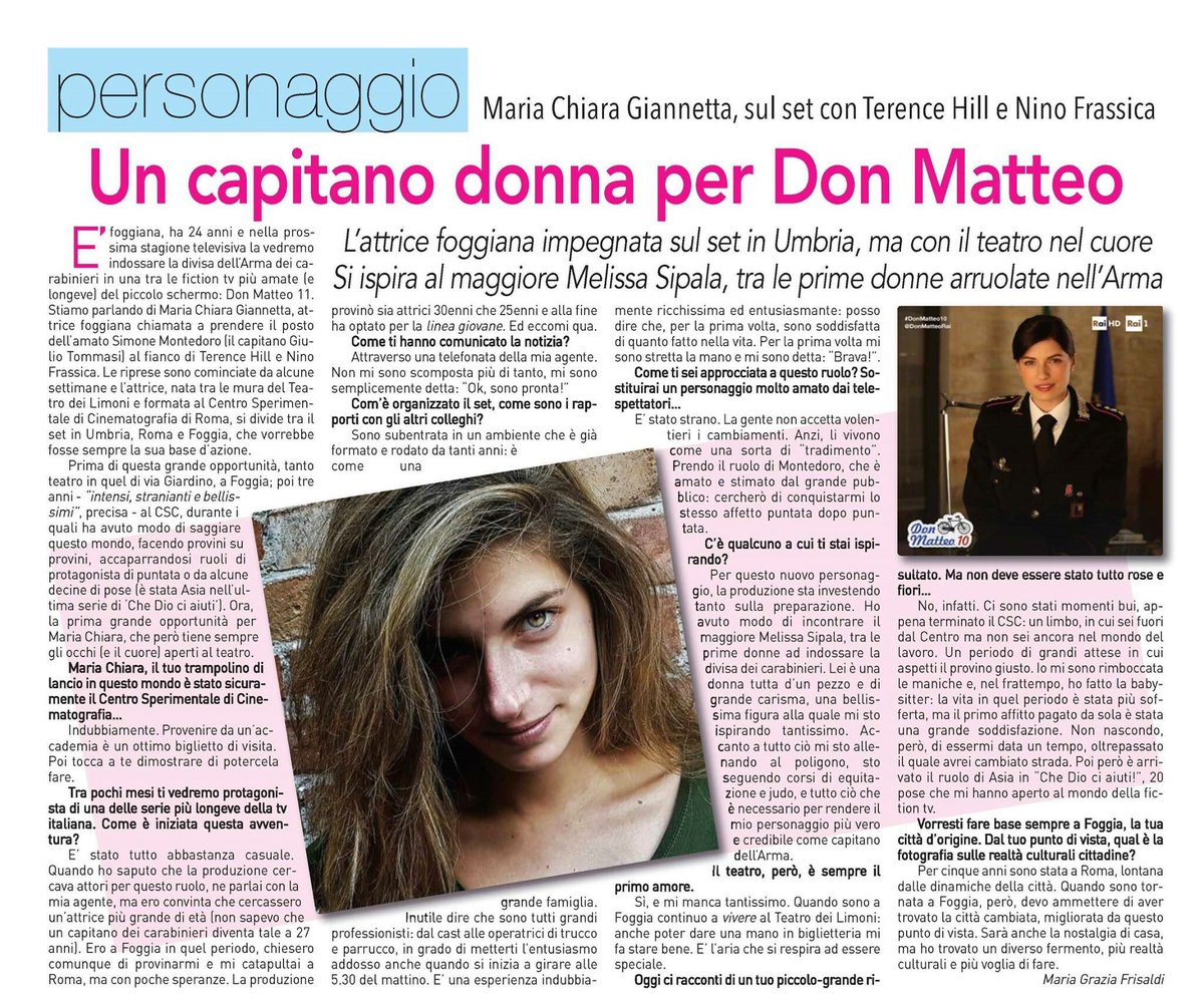 6DonnaMagazine's tweet photo. #fiction #donmatteo11 #terencehill #ninofrassica Dal @teatrodeilimoni a @DonMatteoRai il nuovo capitano è di #Foggia https://t.co/ZtQWt5580B https://t.co/WbnQKJrmWB