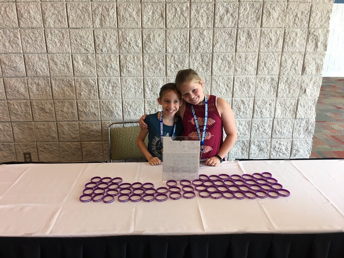 SCFireChiefRay's tweet photo. Come get a #cancersucks bracelet for $1.00 @ the Myrtle Beach Convention Center-second floor above escalator. Maddison &amp; Samantha waits! https://t.co/T2fSItsIrN
