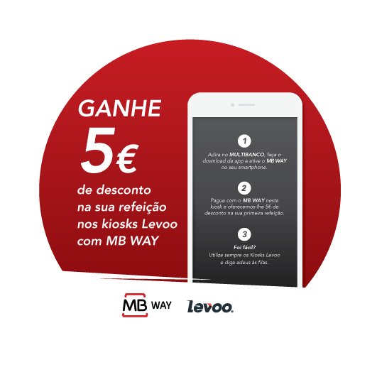 levooApp's tweet photo. Faça o seu pedido num dos #kioskslevoo no @CCAlegro e ao pagar pelo @_MBWAY oferecemos-lhe 5€ de desconto imediato na sua refeição! https://t.co/9FGHpxvYsP
