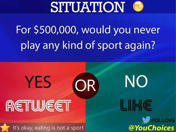 YouChoices's tweet photo. No more sports? https://t.co/vm9hCTae2q