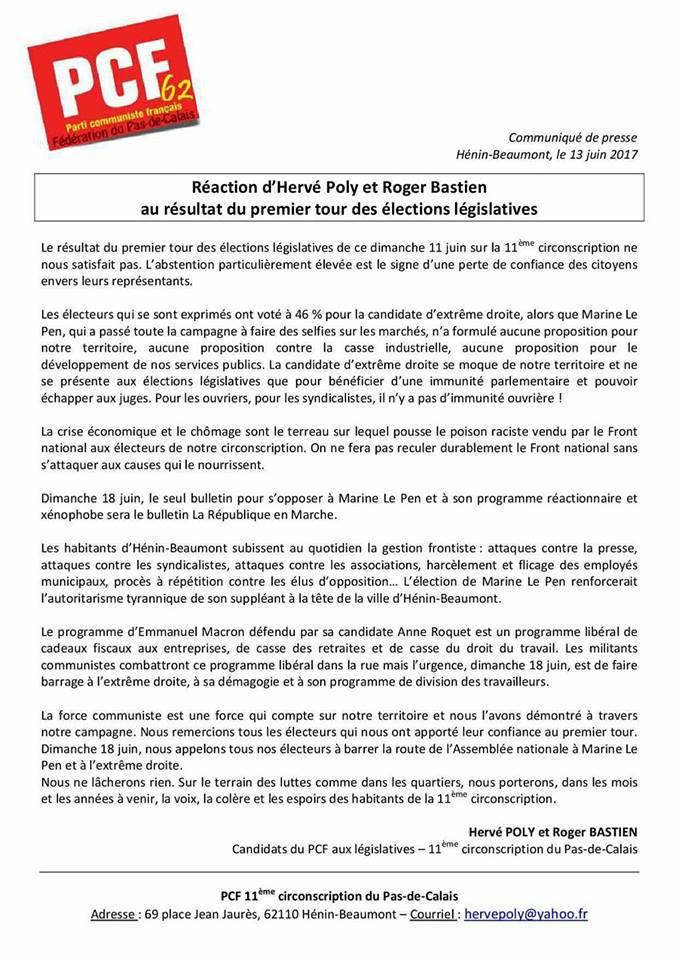 AnneRoquet6211's tweet photo. Merci au #PCF62 d'appeler au rassemblement et la mobilisation dans le #PasdeCalais pour faire front à @MLP_officiel ! 🙌
#EnMarche #Circo6211 https://t.co/twMOCM8l4B
