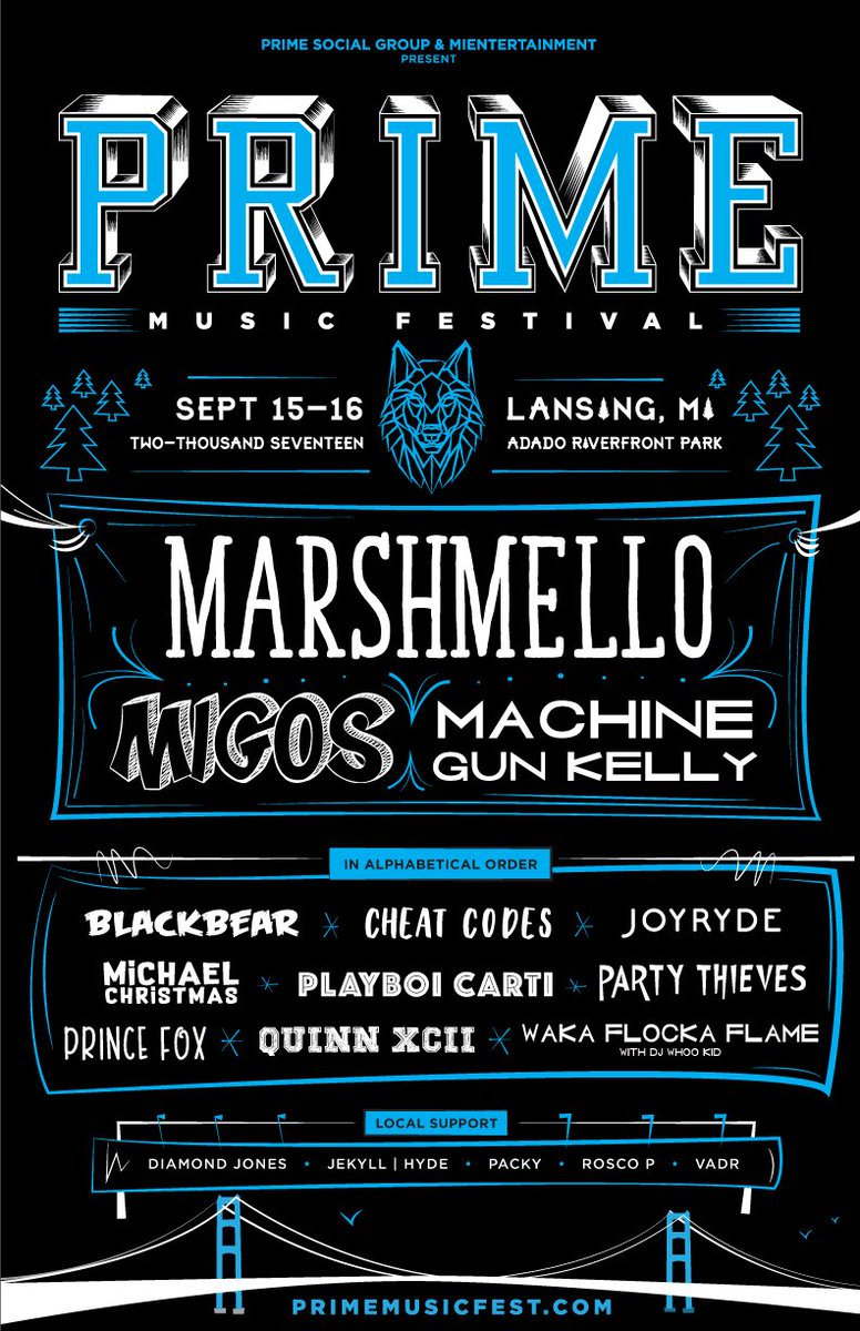 PrimeMusicFest's tweet image. Your #PRIMEMichigan lineup is here! 

Two-day and single day tickets on sale NOW for the 9/15-16 Lansing event. 

🎫: PRIMEMusicFest.com