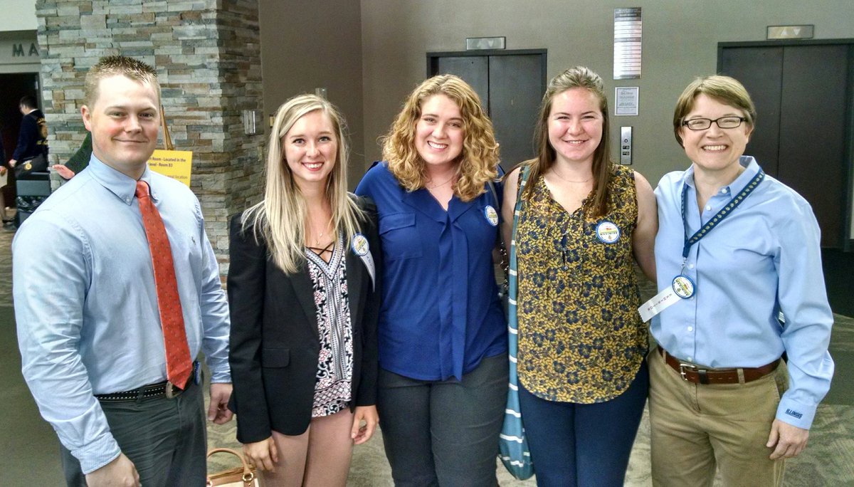 illinoisALEC's tweet photo. @illinoisAgEd grad students are attending the @IllinoisFFA #ILconv17 this week as new teachers, student teachers, & agriscience fair judges. https://t.co/iwcl4itZyS