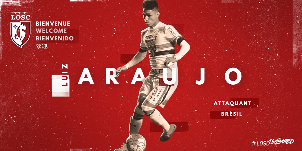 L1transferts's tweet photo. L’attaquant brésilien Luiz #Araujo arrive au #LOSC en provenance de #SaoPaulo. https://t.co/nMFGfEeV30