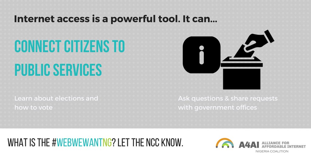 dorakoli's tweet photo. Affordable and accessible internet can make a difference on whether your vote counts or not. That's why it matters #WebwewantNG https://t.co/PCCWoTXSqP