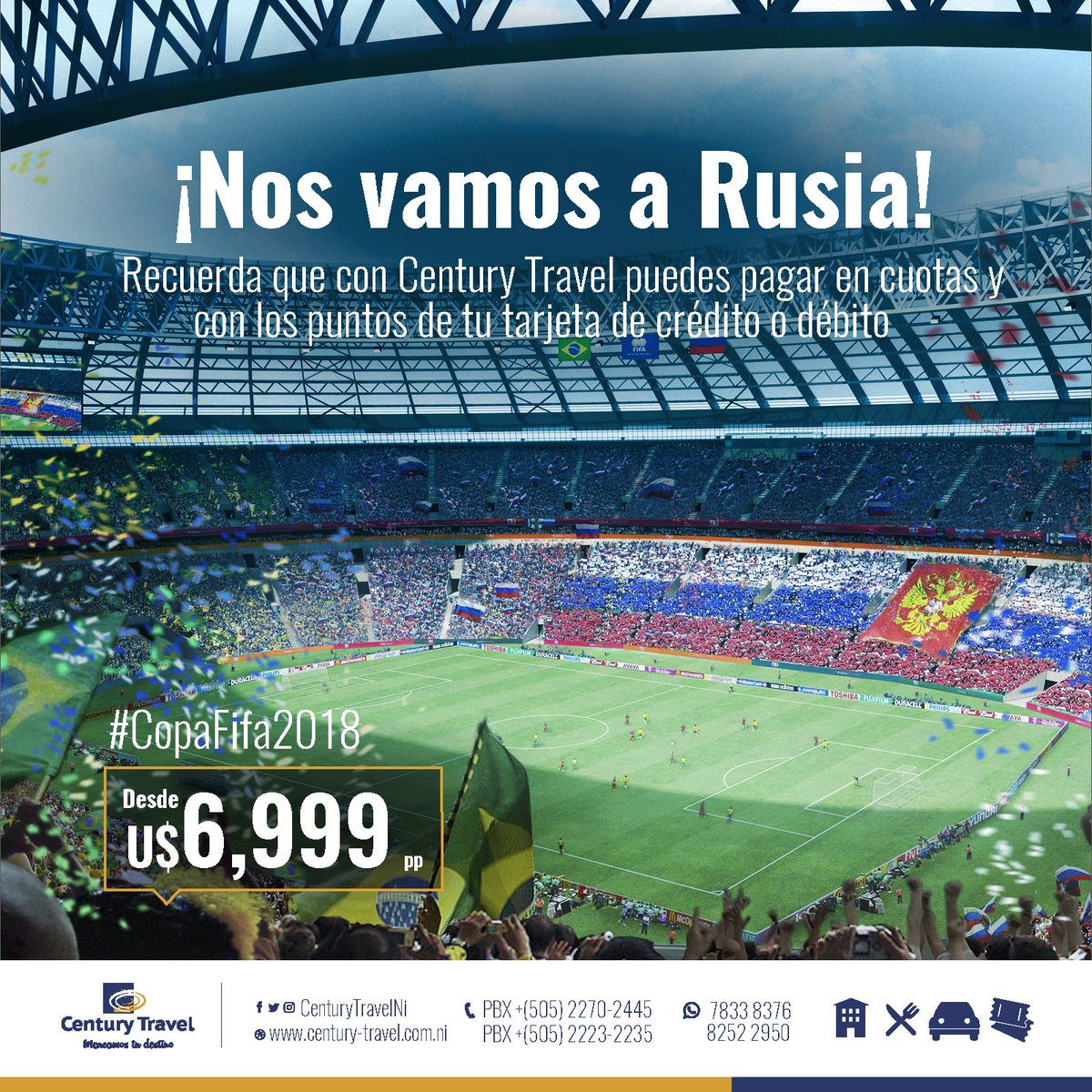 CenturyTravelNi's tweet photo. ¡La vida es una! y estos son los momentos que recordarás siempre #Rusia2018 #CopaFIFA2018 #Zabivaka #FútbolMueveAlMundo https://t.co/QMJDfqkRon