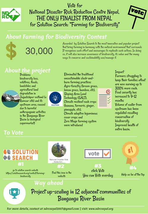 Please vote for #NDRCNepal the sole #finalist from #Nepal in #SearchSolution, #FarmingforBiodiversity #Contest