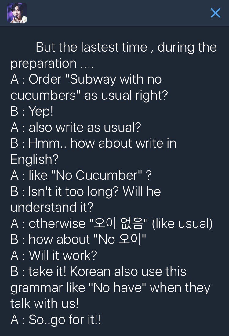 fearlessbyunn's tweet photo. ❌🥒 #BAEKHYUN 「 NO 오이 」❌🥒(cr: exocbxth) 😅🤣 https://t.co/nvsPNOL8hj