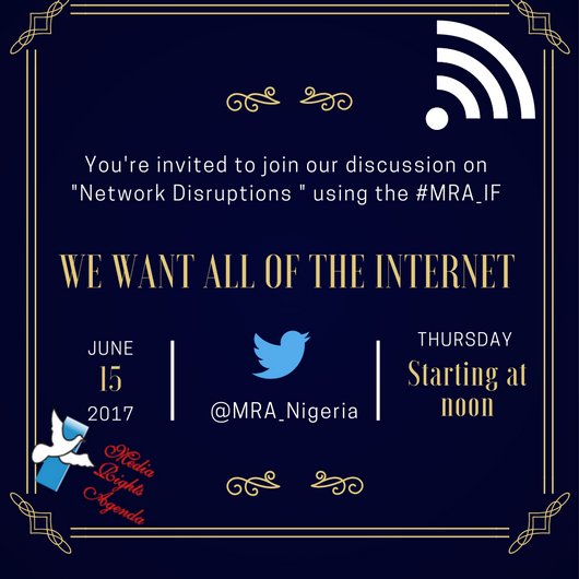 MRA_Nigeria's tweet photo. Be a part of the discussion on "Network Disruptions" tomorrow at noon. #MRA_IF https://t.co/f6pKMikRQz