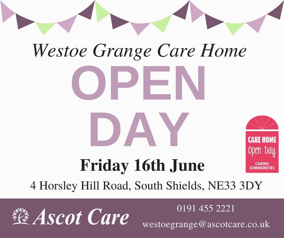 ascotcareagency's tweet photo. #WestoeGrange in #SouthShield will be hosting a @CareHomeOpenDay on 16th June! Join us to celebrate #friendship #CareHome #NursingHome https://t.co/pBzj7fyP4I
