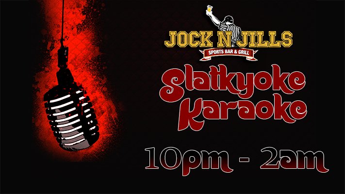 JockNJills1's tweet photo. We are open tonight from 8 PM to 2 AM. Slaytoke Karaoke will be going on from 10 PM to 2 AM! With over 40,000 songs to choose from! https://t.co/yvp53jDrBO