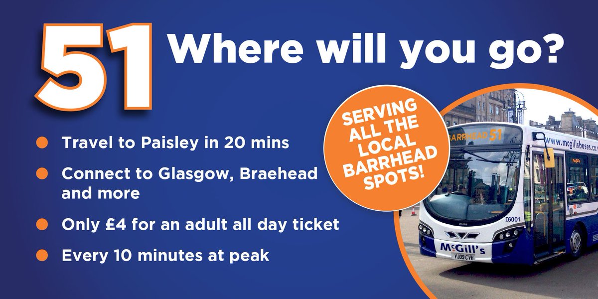 mcgillswest's tweet photo. Running 7 days a week, and operating #every10mins our service 51 is the ideal way to #travel around #Barrhead https://t.co/1Du4afeaDM https://t.co/UX3E1NtjRO