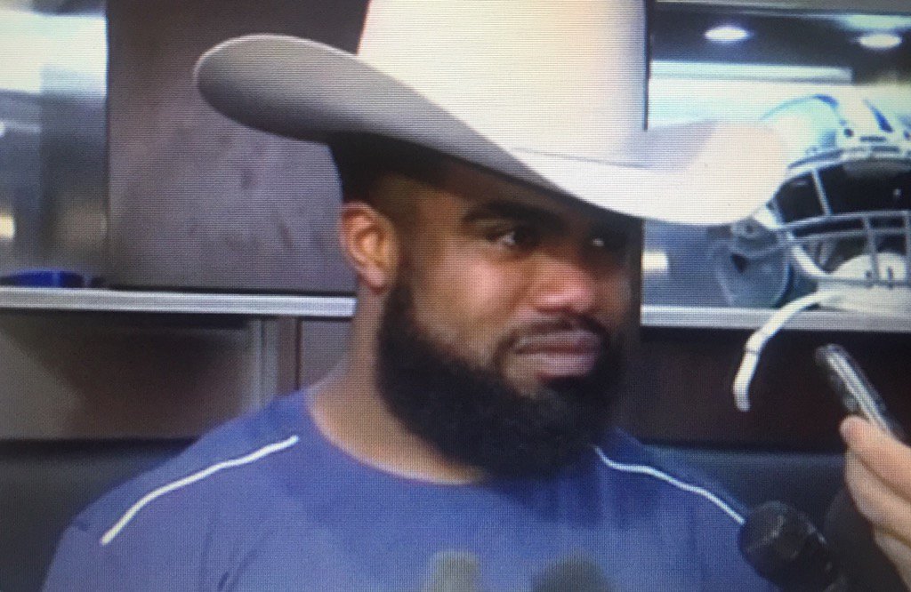 Jon Machota on X: Entire Dallas Cowboys team got cowboy hats today. Ezekiel  Elliott wore his while doing interview  / X