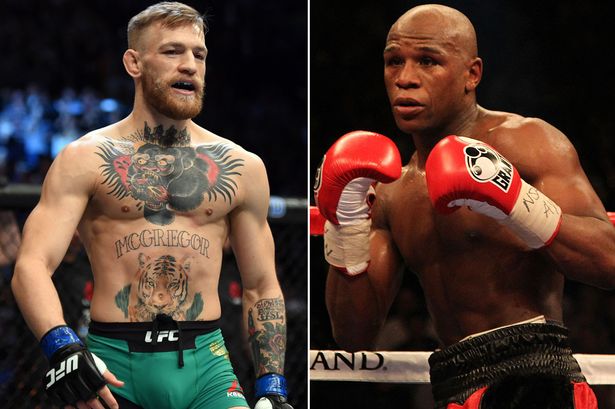 SportsCentre's tweet photo. REPORT: Fight between @FloydMayweather &amp; @NotoriousMMA set for Aug. 26 in Las Vegas (via @KevinI of @YahooSports) https://t.co/7GSdyW5DyR https://t.co/Rj4hm5LaNZ