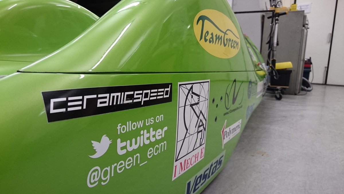Twitter stickers on the TG1 car this evening we're making progress!!