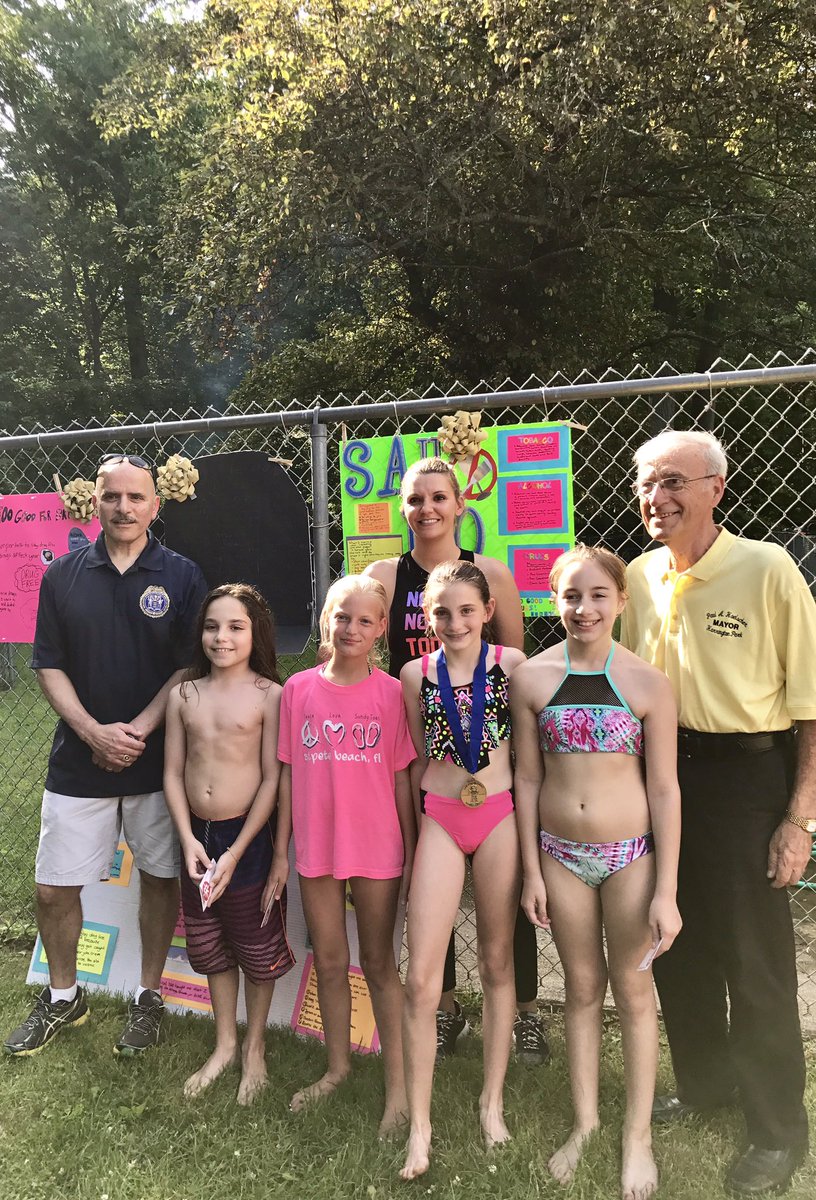 Yesterday HPPD celebrated the 5th grade @LawAgainstDrugs graduation with a pool  party bbq at the Harrington Park Swim Club. Congratulations!, image size:816x1200