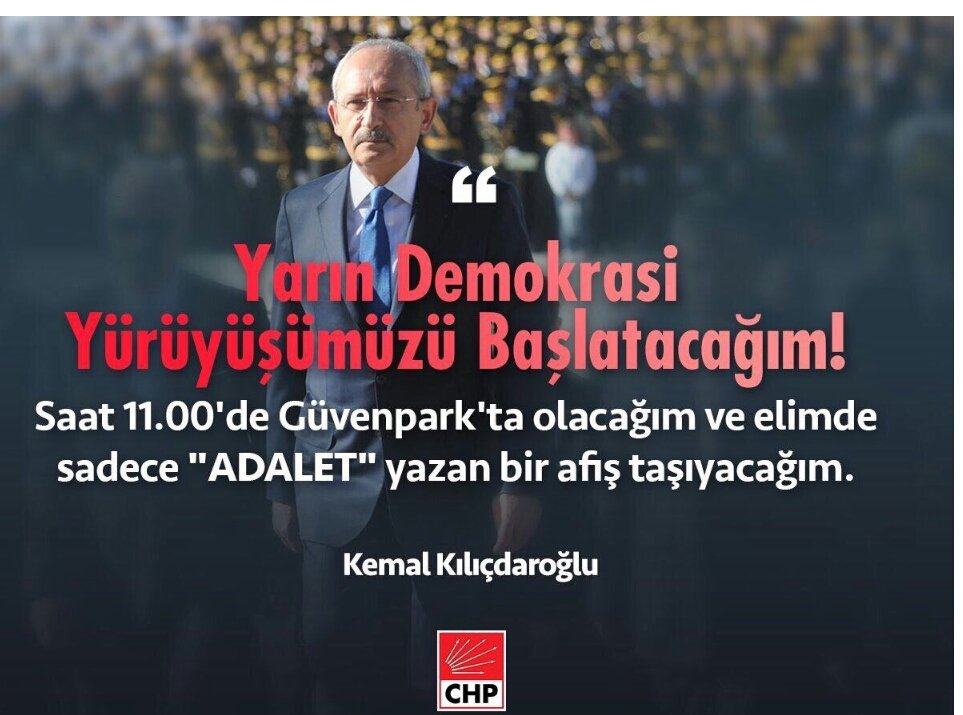 #AdaletiçinİstanbulaYürüyor
#EnisBerberoğlu 
Elinde Adalet afişi arkanda asker öyle mi? 
Kontrollü Başkan!!!