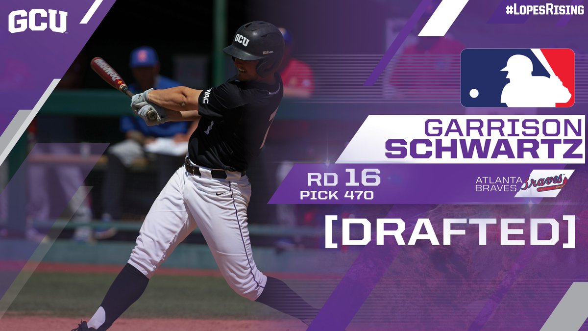 GCU_Baseball's tweet image. Congrats to @gtschwartz7 for his @MLBDraft selection by the @Braves.