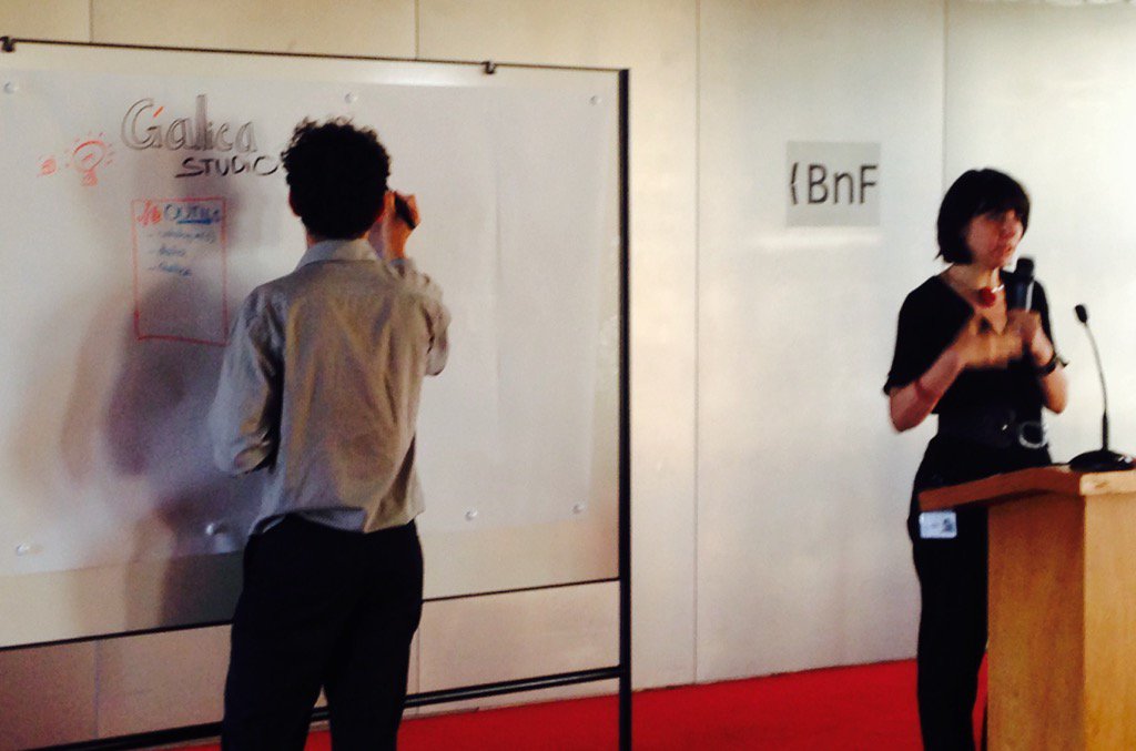 . @SophieBertrnd présente GallicaStudio au retour sur  #hackathonbnf 2017.