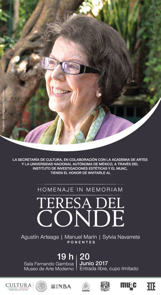 museoAmodernoMX's tweet photo. Los esperamos este 20 de junio en el homenaje in memoriam a Teresa del Conde a las 19 h #EntradaLibre https://t.co/6rCHRR6lvF