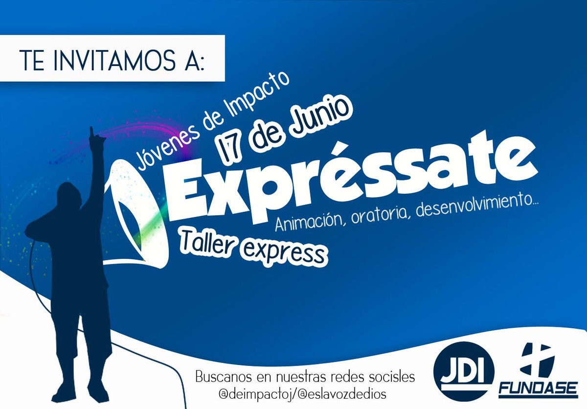 deimpactoj's tweet photo. #Expréssate, Un taller espress para aprender técnicas de expresión en el Centro Pastoral de Fundase a la 1:00pm. | @deimpactoj | #YoSoyUnJDI https://t.co/7W84CWSgZO