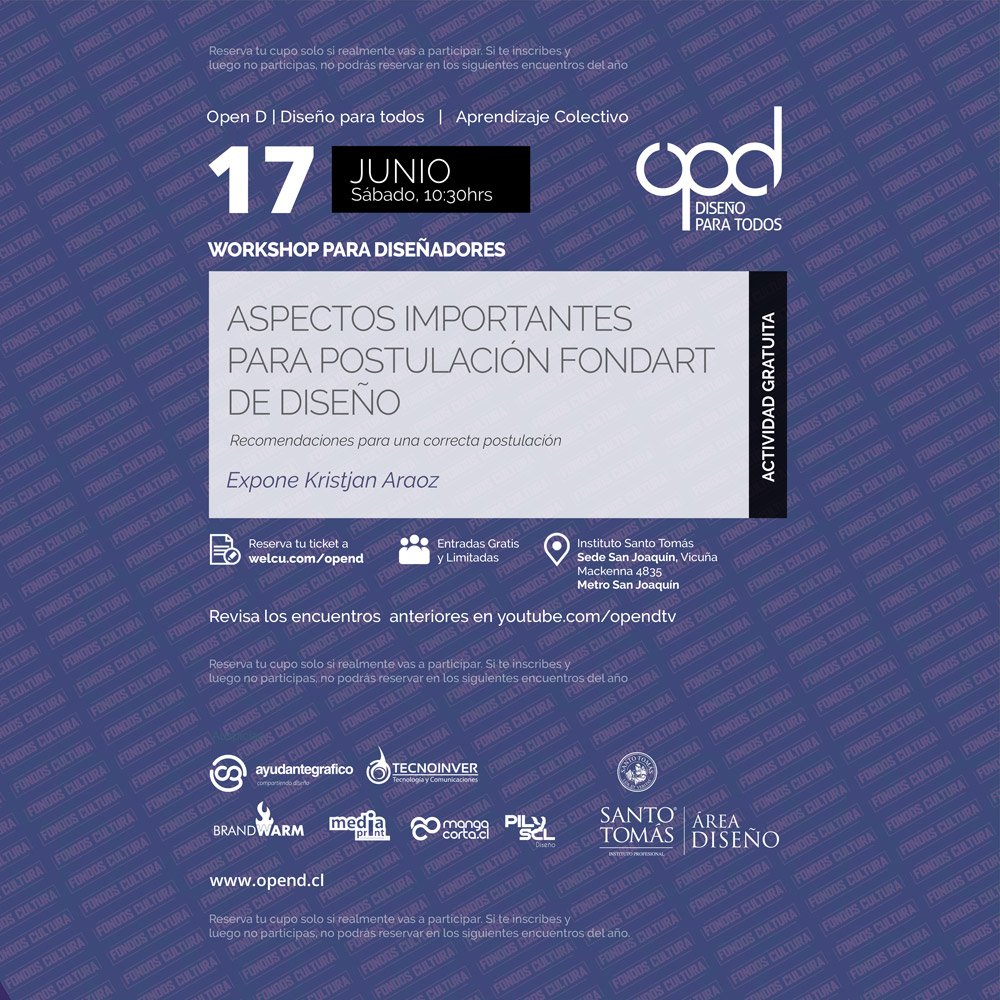 OpenD_'s tweet image. Agéndalo para el sábado! Ven a aprender todo lo necesario de los fondos concursables &amp;gt; bit.ly/fondartstgo-opd acá  #fondart #opend #diseno