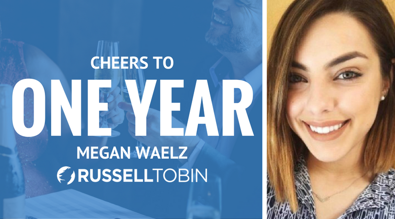russell_tobin's tweet photo. Happy ONE year anniversary with #RussellTobin Megan Waelz! So lucky to have you! #WhyIRTA #Workiversary https://t.co/DQld3BlcRR