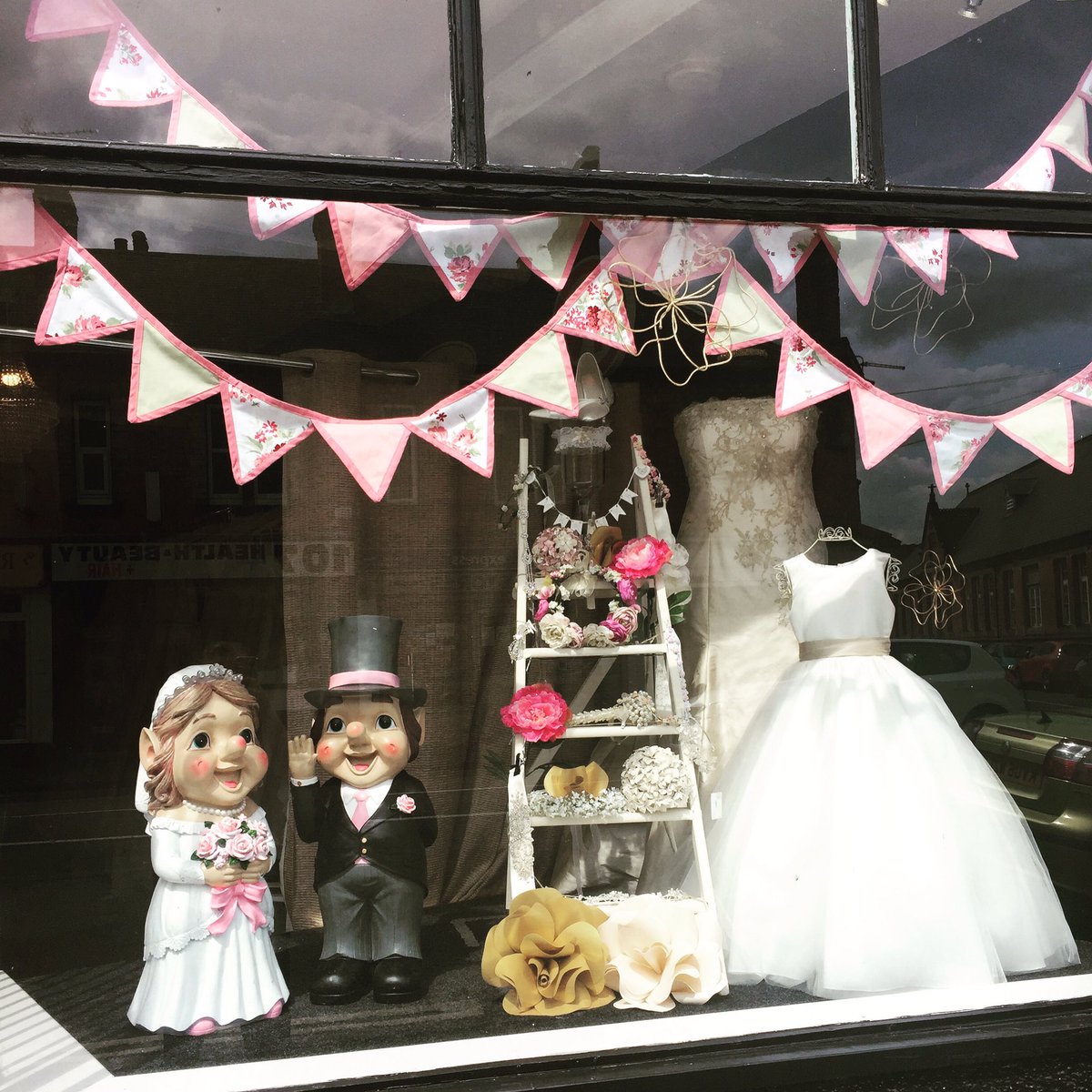 BridalsOpulence's tweet photo. Our awesome #carnival window with our fabulous @asda gnomes #LongEaton #ng10 @ng10online #bridalshop #shoplocal #shopsmall https://t.co/B7GH4WBkTl