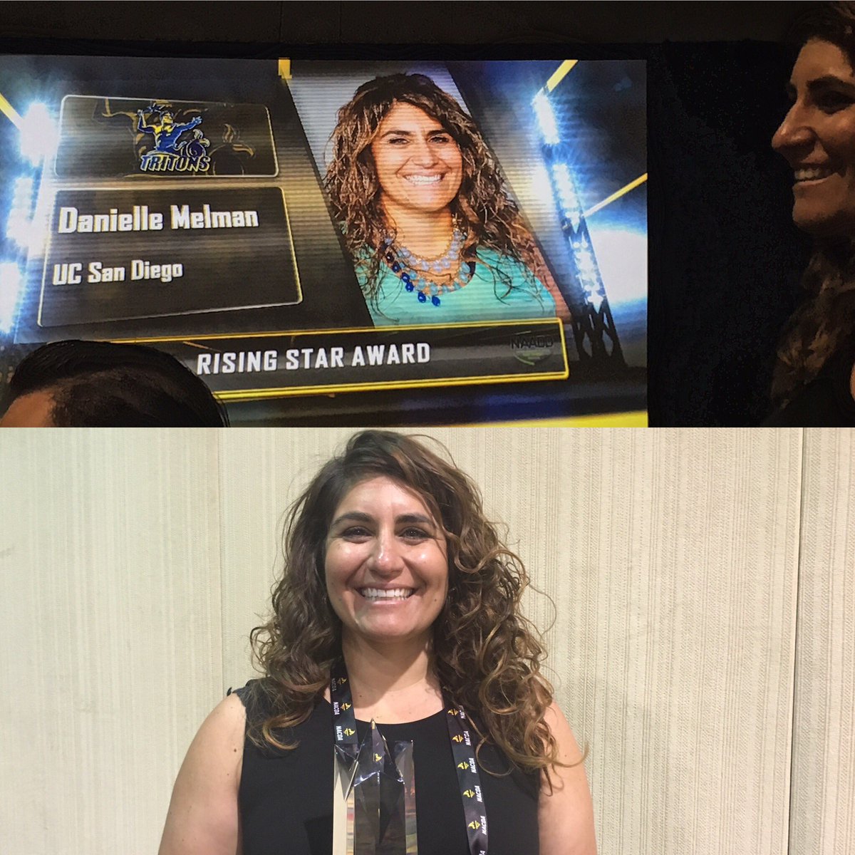 UCSDtritons's tweet photo. Congrats to @DanielleAMelman for receiving her @NAADDevelopment Rising Star Award today in Florida.🔱👏🌟 #UCSD #Tritons #NAADD17 #NACDA2017 https://t.co/8067lI37ct