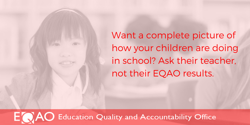 Want a complete picture of how your children are doing in school? Ask their teacher, not their EQAO results. #OntEd
