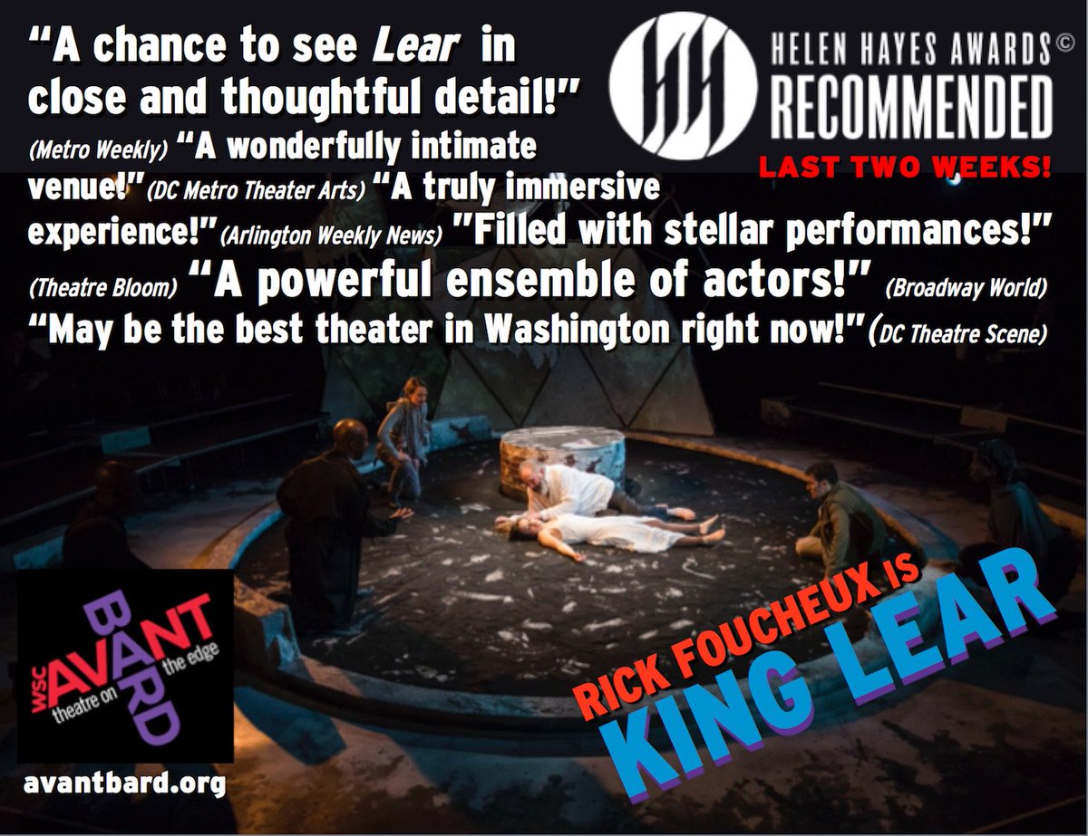 AvantBard's tweet photo. KING LEAR is Helen Hayes Awards© Recommended! LAST TWO WEEKS! CLOSES JUNE 25! Info and tix: https://t.co/Kricu0wv2A #AvantLear @theatreWash https://t.co/QgMF7O5Cbv