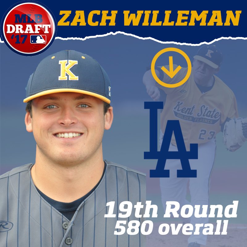 KentStBaseball's tweet photo. Congrats to Zach Willeman on being selected in the 19th round of the @MLBDraft by the LA @Dodgers #BiteDown https://t.co/FFvhOsJYTr