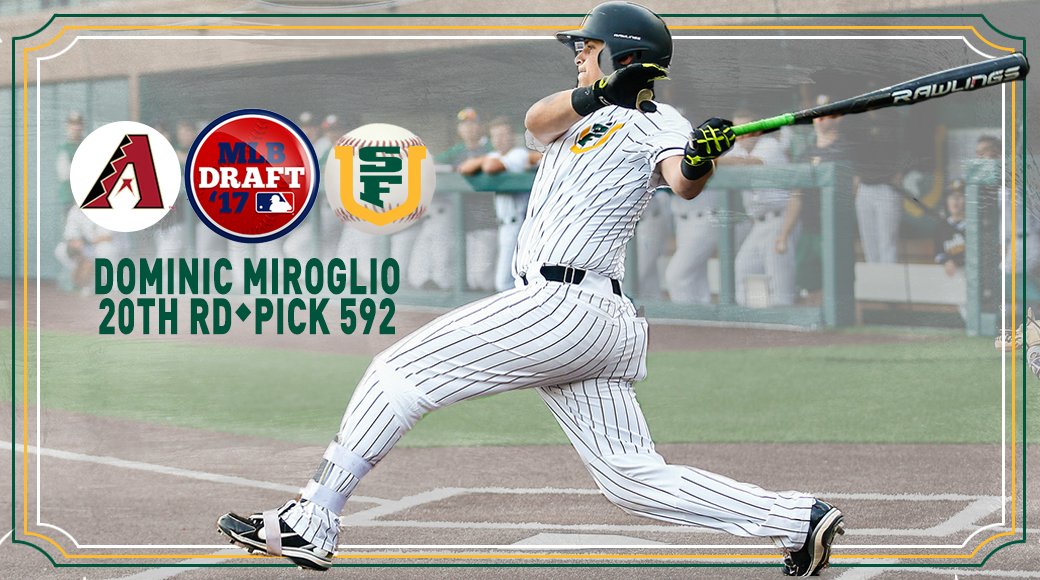 San Francisco Athletics (@donsathletics) on Twitter photo #MLBDraft17 | Congratulations to <a href="/SFDonsBaseball/">San Francisco Baseball</a>'s <a href="/DominicMiroglio/">Dominic Miroglio</a> - the newest draft pick of the <a href="/Dbacks/">Arizona Diamondbacks</a>! youtu.be/x4YyLaP3vms #MLBDraft17 | Congratulations to <a href="/SFDonsBaseball/">San Francisco Baseball</a>'s <a href="/DominicMiroglio/">Dominic Miroglio</a> - the newest draft pick of the <a href="/Dbacks/">Arizona Diamondbacks</a>! youtu.be/x4YyLaP3vms