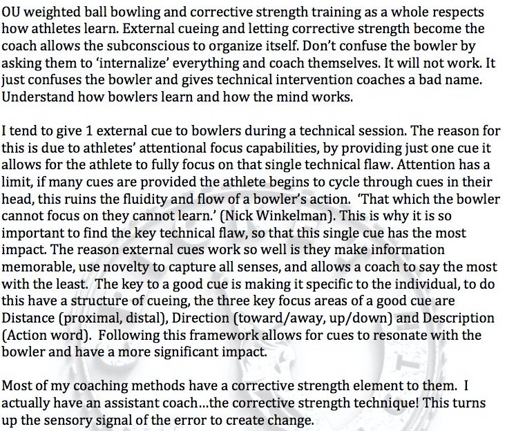 SteffanJones105's tweet photo. 'Cueing is key! Let the bowlers focus on one and corrective strength take care of the rest'
#externalcues
#subconscious
#KR https://t.co/jAbmczT43a