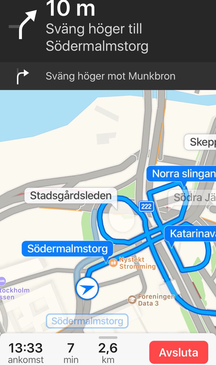 Wallstromer's tweet photo. Stor panik tidigare idag när jag försökte ta mig fram i Stockholm med bil och gpsen bjussar på denna kreativa rutt https://t.co/0q9AXraobK