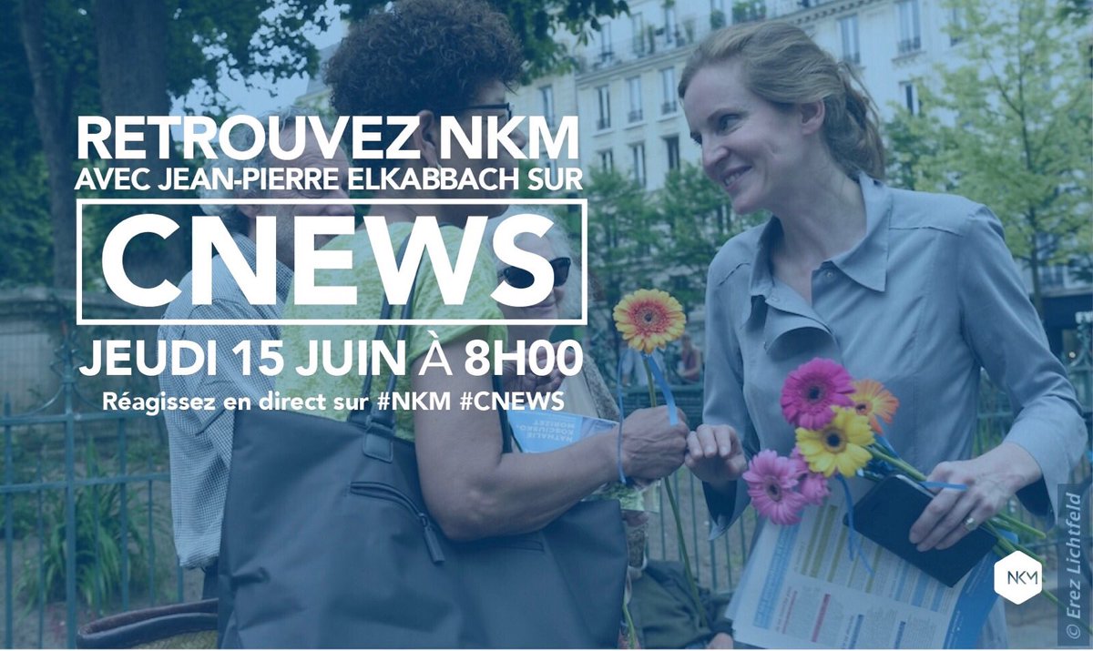 EquipeNKM's tweet photo. 📺[Interview] @nk_m sera demain à 8h l'invitée de @JP_Elkabbach sur @CNEWS #NKM #CNEWS https://t.co/4zcqLOHtn0