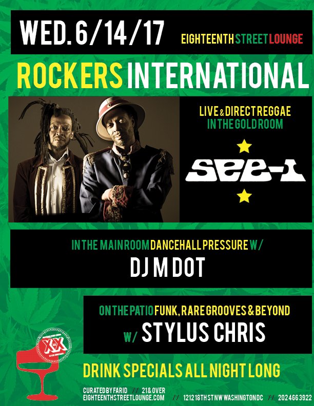 18thSTLounge's tweet photo. Doors 5pm / 21+ / No Cover
@Seei @jazsnga @DJ_M_Dot @styluschris 
#ESL #LiveMusic #AddendumBar #Reggae #Dancehall #Funk #House https://t.co/nHg3aW92qB