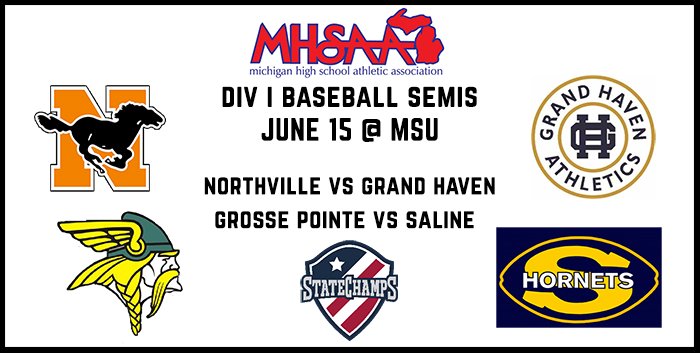 The 2017 Baseball Semis start tomorrow 6/15! See the Div I matchups for both baseball &amp; softball with one ticket: statechamps.com/MHSAA/?utm_sou…