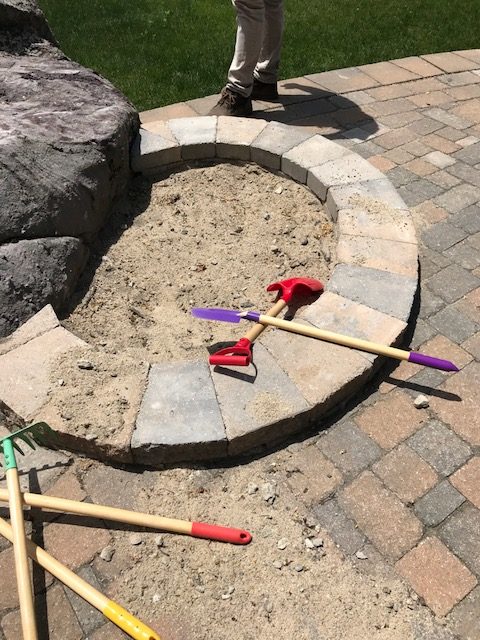 How cute is this Techo-Bloc sandbox?   #greatuseofTecho-bloc