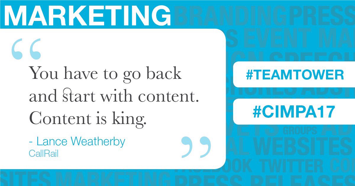 TowerCayman's tweet photo. One of many insights provided by @lance of @CallRail today.. #CIMPA17 https://t.co/lbSua2N39H