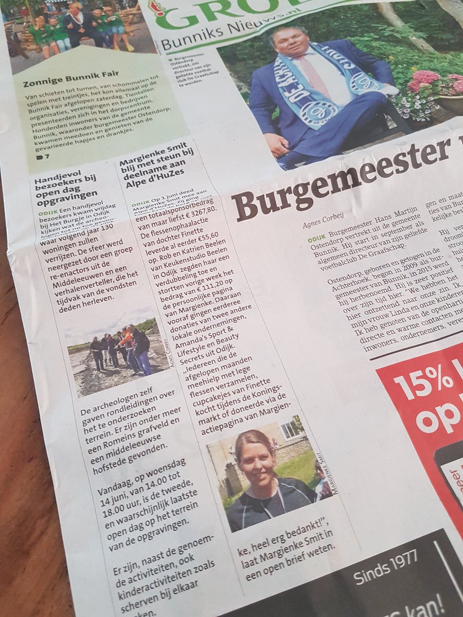 Frontpage <a href="/tgroentje/">tGroentje</a> naast <a href="/hmostendorp/">H.M. Ostendorp</a> :-) en met @Odijkkeukens. Dank allemaal voor de steun deelname <a href="/alpedhuzes/">Alpe d'HuZes</a>