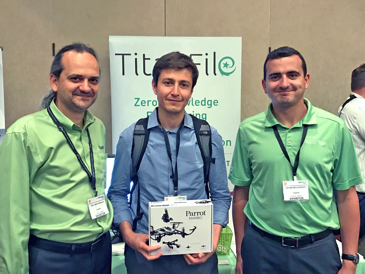 titanfile's tweet photo. Congrats to Vidal for winning Vendor Bingo and taking home the grand prize: a Parrot MAMBO Drone! Thanks for stopping at our booth. #ILTALSS https://t.co/wEl30Ukwwl
