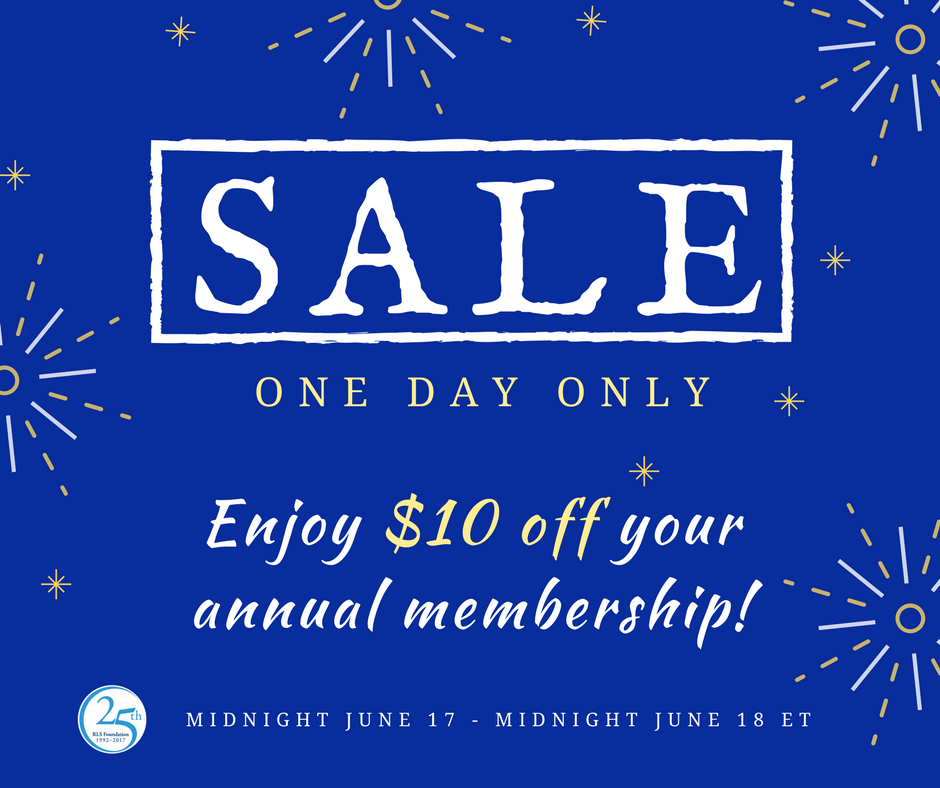 RLSFoundation's tweet photo. For 24 hours we are reducing the price of Foundation membership to $25. Take advantage of this deal before it's gone! #RLSF25 #Sale https://t.co/BNBqxMQEf1