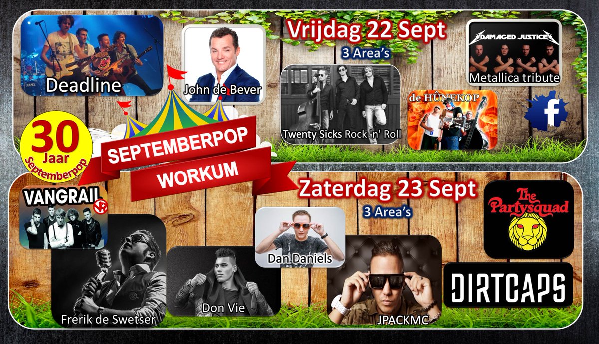 30 Jaar #Septemberpop tickets bestel je bij <a href="/getickt/">GeTickt</a>  #Gezellig #Workum #Sneek #Friesland <a href="/bmebookings/">BME Bookings</a> <a href="/VanPlan/">VanPlan</a> #Eropuit #22Sept #23Sept