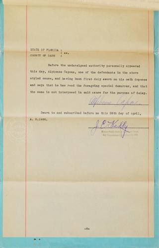 werunflorida's tweet photo. @werunflorida A page of a Dade County court document from the 1930 perjury prosecution of of famed gangster #AlCapone document is auctioned https://t.co/GIMPJdJbn3